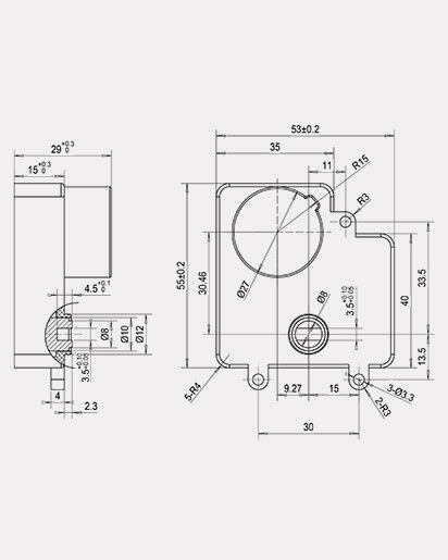 2NM dC2.5V actuator motor, 3 way mini motorized ball valve